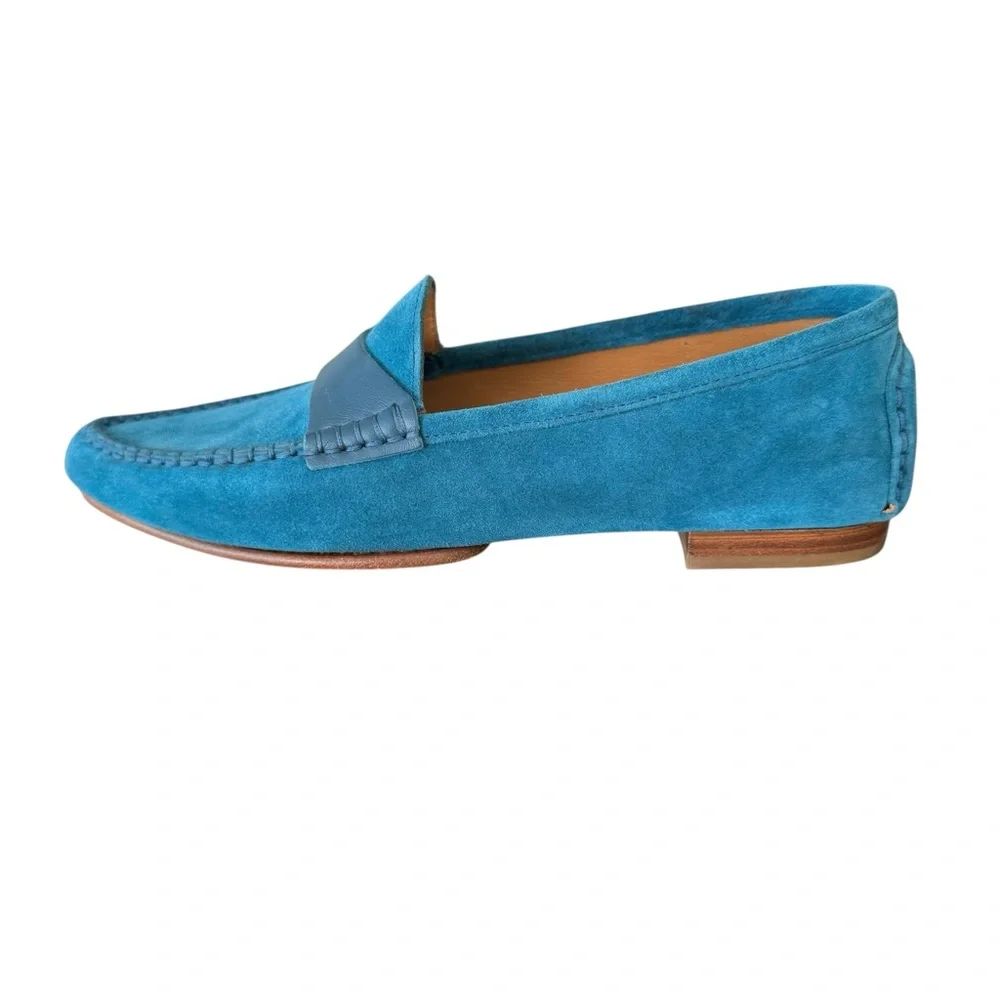 🆕 M. Gemi Pointed Toe Blue Suede Loafers Flats Women’s